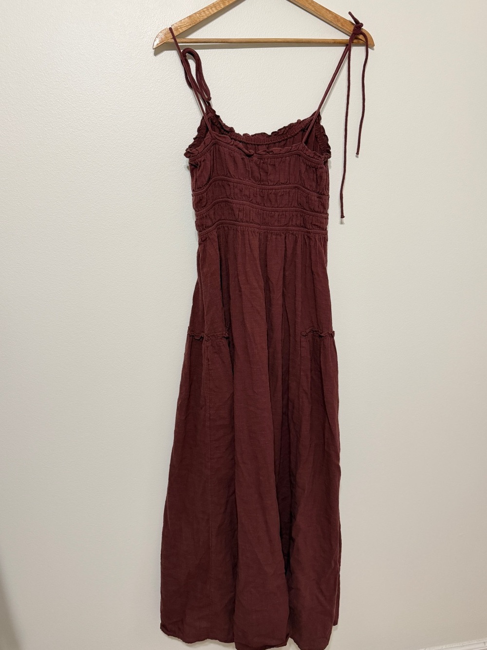 ASOS Faith Maxi Dress Size 6 Brown Fall Beach Dress Shirred Sundress - Picture 8 of 10